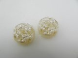 Vintage Plastic Pearlized Flower Cabochon 2個入り