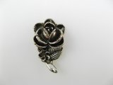 Vintage Plastic A/Silverplated Rose+Stem Cabochon
