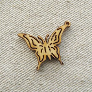 画像1: Wood charm "Butterfly"