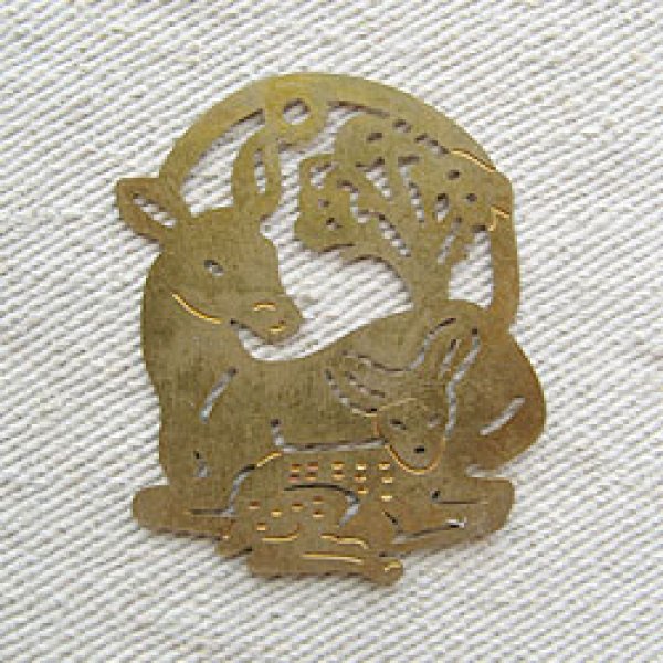 画像1: Deer Parent and child BRASS PLATE (1)