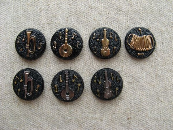 画像1: Vintage Musical instruments Cabochon【BLACK】 (1)