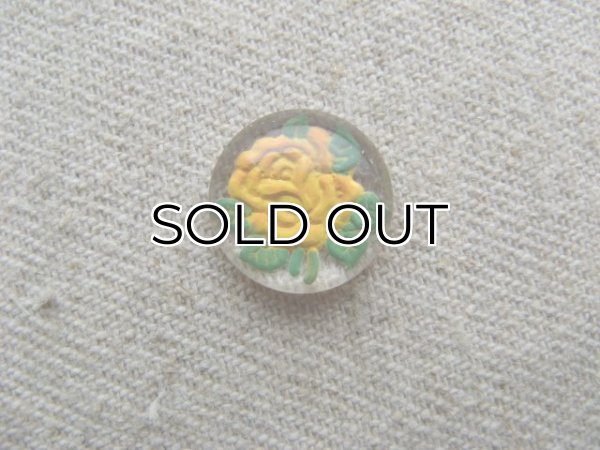 画像1: Glass ”YELLOW-Rose” Intaglio Cabochon (1)