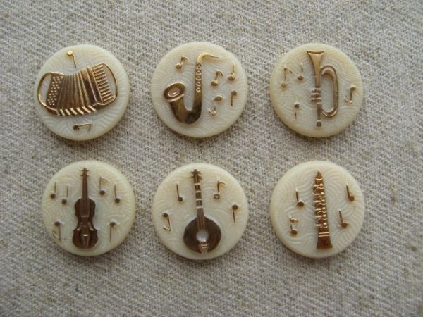 画像1: Vintage Musical instruments Cabochon (1)