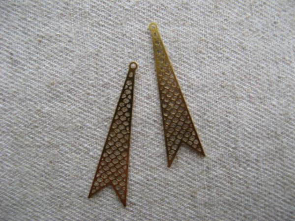 画像1: Long Triangle+Mesh BRASS PLATE (1)