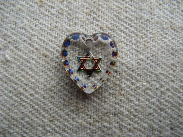 画像1: Tiny"Star of David "Heart Glass Intaglio Pendant (1)
