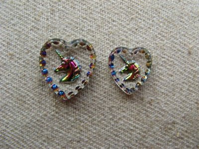 画像2: Unicorn Heart Glass Intaglio Pendant(L)
