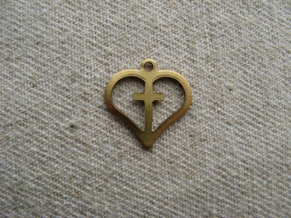 画像1: BRASS Heart+Cross （L) (1)