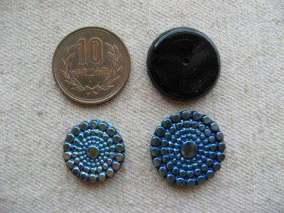 画像1: Glass Blue/Green AB dot cabochon 