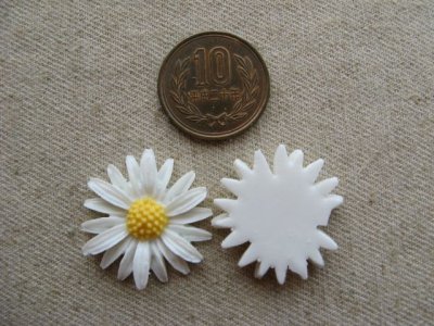 画像1: Vintage WH/Daisy Flower 25mm