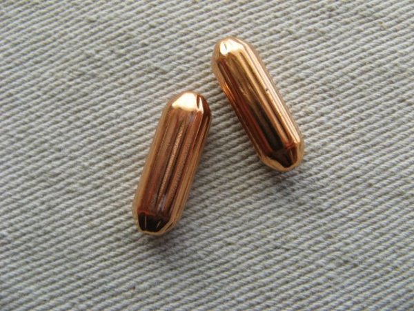 画像1: Vintage Copper Corrugated Tube Beads 2個いり (1)
