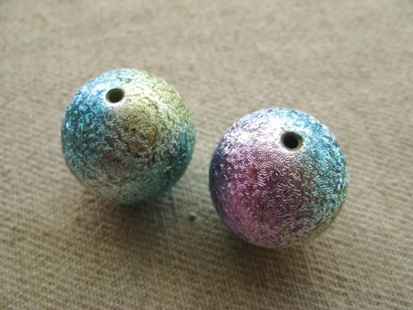 画像1: Vintage Multi/Rainbow Textured Ball Beads  (1)