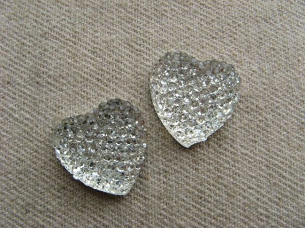 画像1: Heart Crystal Bumpy Cabochon 18mm 2個入り (1)