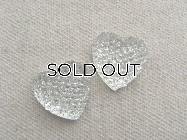 画像1: Heart Crystal Bumpy Cabochon 18mm 2個入り (1)