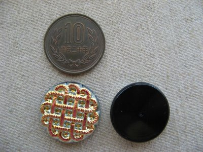 画像1: Glass Gold/Basketweave Cabochon （L)