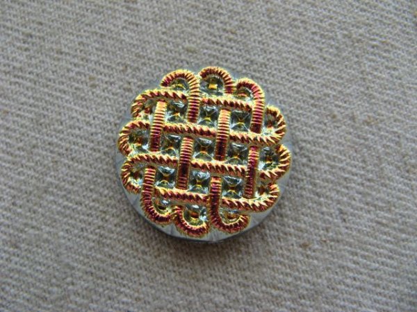 画像1: Glass Gold/Basketweave Cabochon （L) (1)