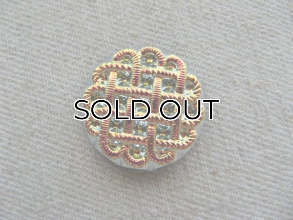 画像1: Glass Gold/Basketweave Cabochon （L) (1)