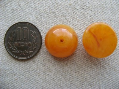 画像1: Vintage Amber Dome Beads 