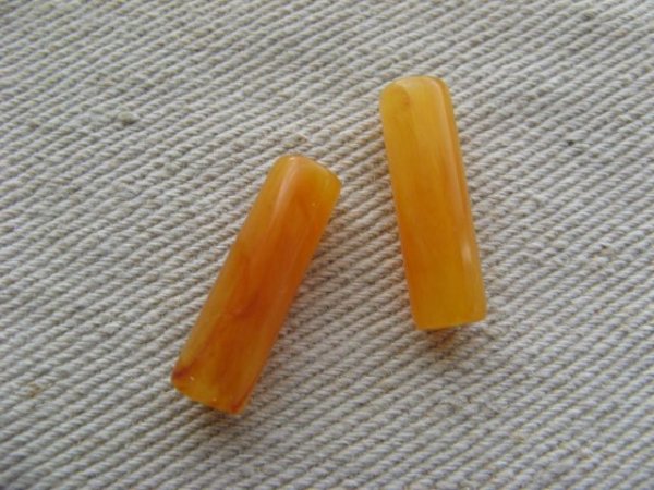 画像1: Vintage Amber Marble Tube Beads (1)