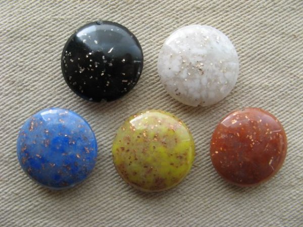 画像1: Vintage Plastic Marble+Glitter Round Beads (1)