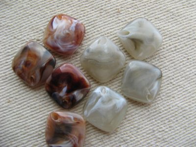 画像3: Vintage Faux Stone Marble Square Beads