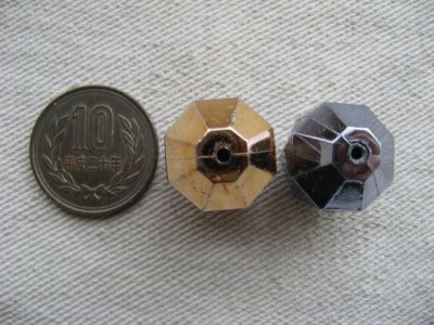 画像1: Vintage Metal Octagon Faceted Beads