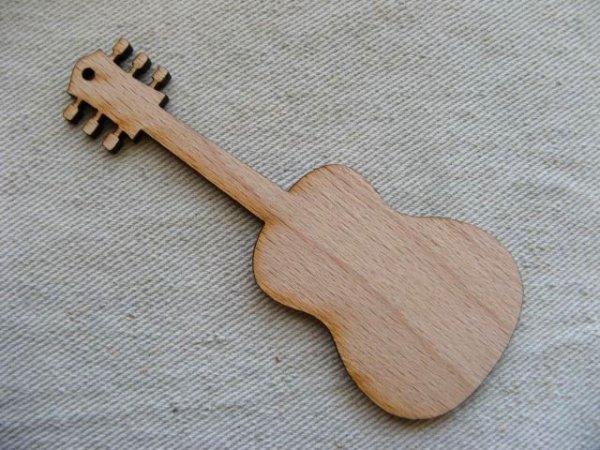 画像1: Laser cut wood "Guitar"pendant (1)