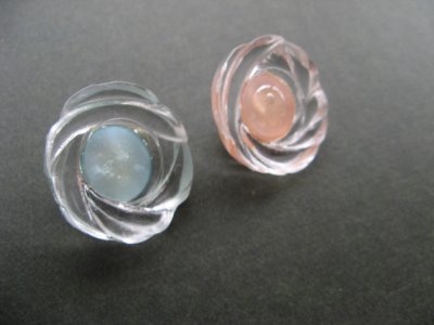 画像2: Vintage Acrylic Clear+Pearl Button Style Cabochon