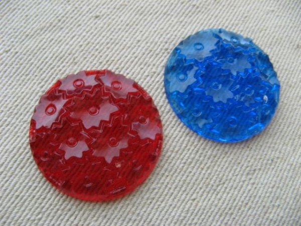 画像1: Vintage Acrylic Clear Round+Flower Cabochon (1)