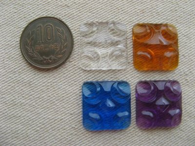 画像1: Vintage Acrylic Carved Square Clear Cabochon