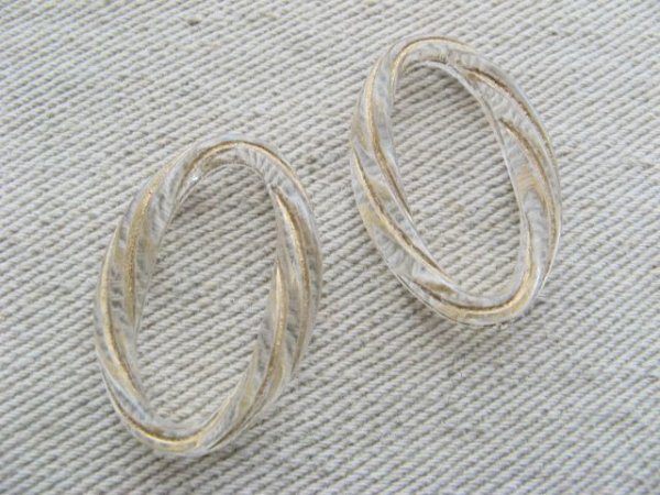 画像1: Acrylic Clear+Gold Line Oval Ring 4個いり (1)