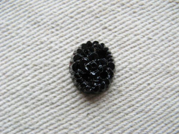 画像1: Vintage Glass Black Flower Cabochon (1)