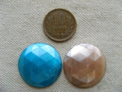 画像1: Vintage Acrylic Metalic Marble Round Cabochon