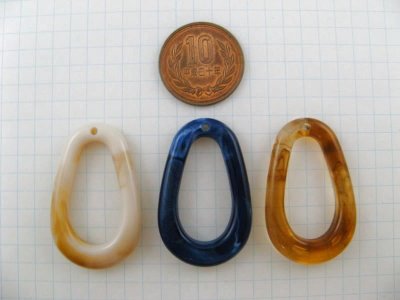 画像1: Acrylic Marble Drop Ring Beads 2個入り