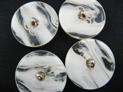 画像3: Plastic Marble C/White+Silver Filigree Button