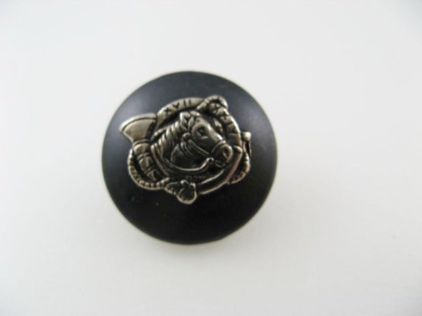 画像1: Metal Black +Silver Horse Head Button (1)