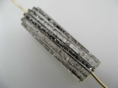 画像2: Vintage Jagged Glitter Tube Beads