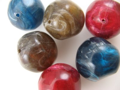 画像3: Vintage Faux Metal Marble Swirl Beads