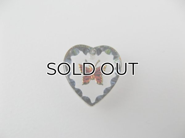 画像1: Tiny"Butterfly"Heart Glass Intaglio Pendant (1)