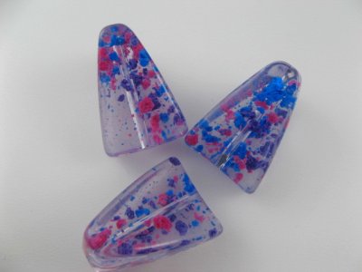 画像3: Vintage Plastic BL+PK+PU Confetti Trapezoid Beads