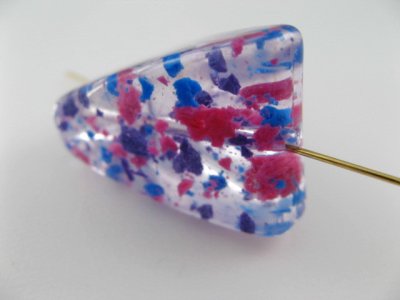 画像2: Vintage Plastic BL+PK+PU Confetti Trapezoid Beads