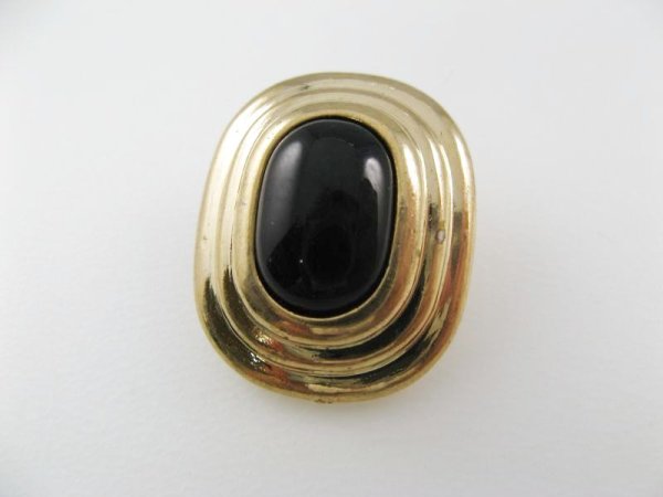 画像1: Vintage Plastic Octagon Gold+Black Button (1)