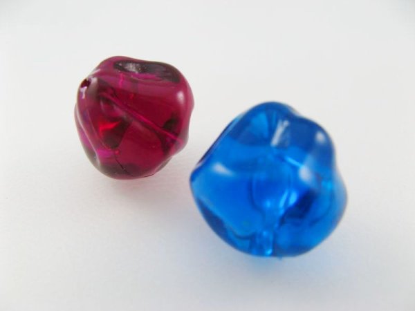 画像1: Vintage Clear Irregular Bicone beads 2個入り (1)