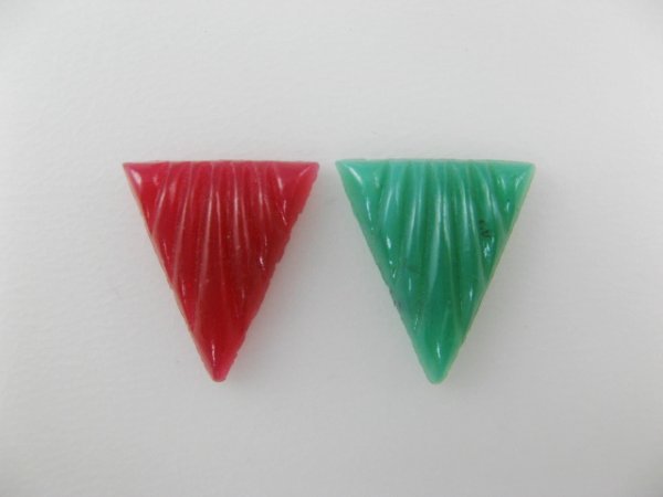 画像1: Vintage Glass Deco Triangle Stone (1)
