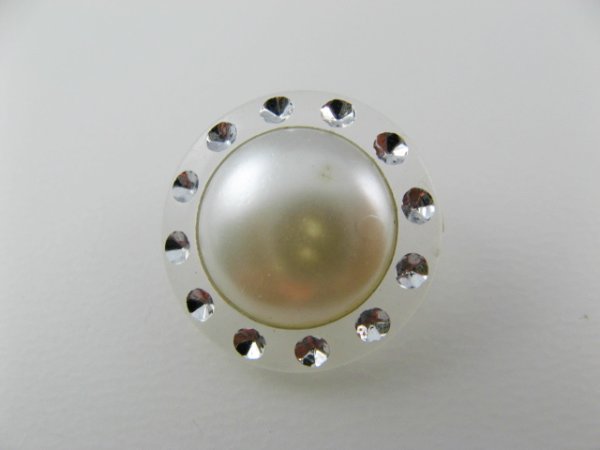 画像1: Plastic Clear Round SV+Pearl Button(S) (1)