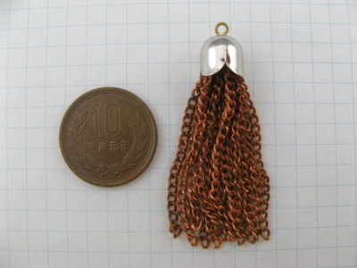 画像1: Vintage Copper Chain tassel