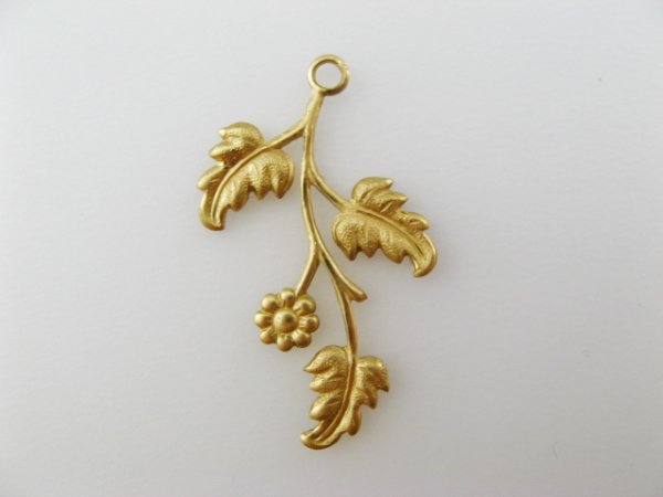 画像1: BRASS 3Leaves Spray+Flower (1)