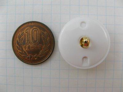 画像1: Plastic Round Sun Gold+White Button