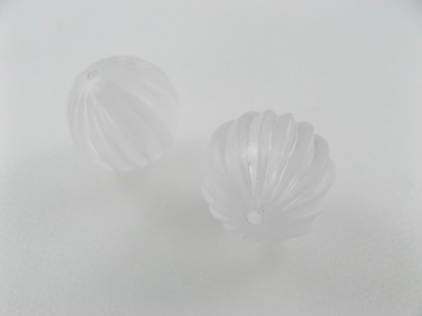 画像1: Vintage Frost Melon Ball Beads 15mm 2個入り (1)