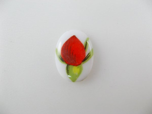 画像1: Vintage Glass Flower Bud Oval Cabochon (1)