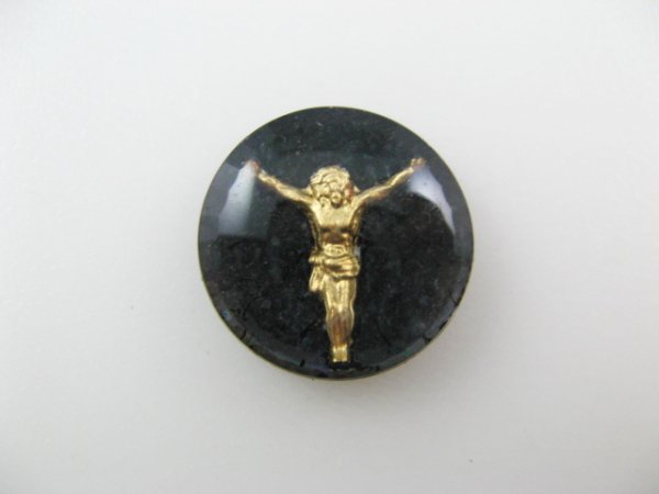 画像1: Vintage Glass BK/Gold Jesus Intaglio Cabochons (1)